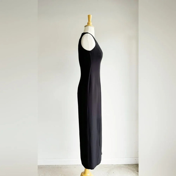 🖤 Vintage Liz Claiborne Black Dress – Classic Square Neck Midi (6) - Picture 4 of 8